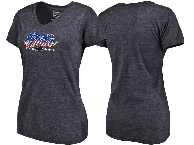 Buffalo Bills Navy Spangled Script Tri-Blend T-Shirt