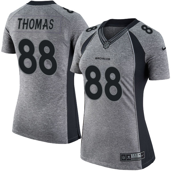 Women's Denver Broncos #88 Demaryius Thomas Gridiron Gray Limited Jersey