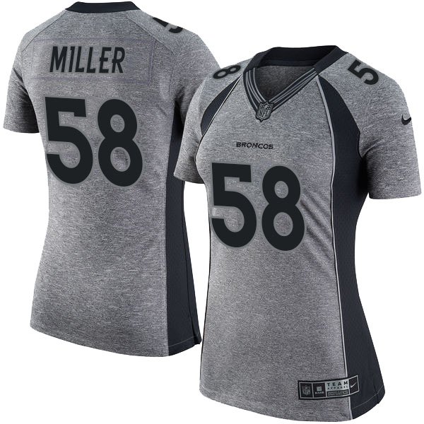 Women's Denver Broncos #58 Von Miller Gridiron Gray Limited Jersey