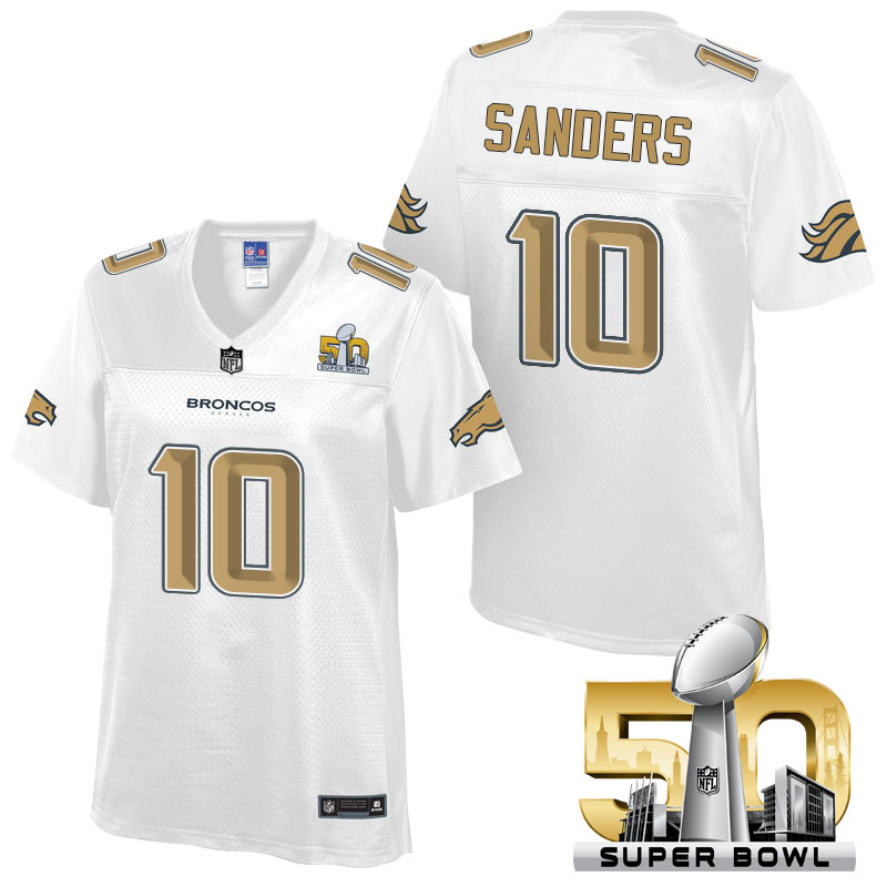 Women's Denver Broncos #10 Emmanuel Sanders White 2016 Super Bowl 50th Pro Line Fashion Jersey