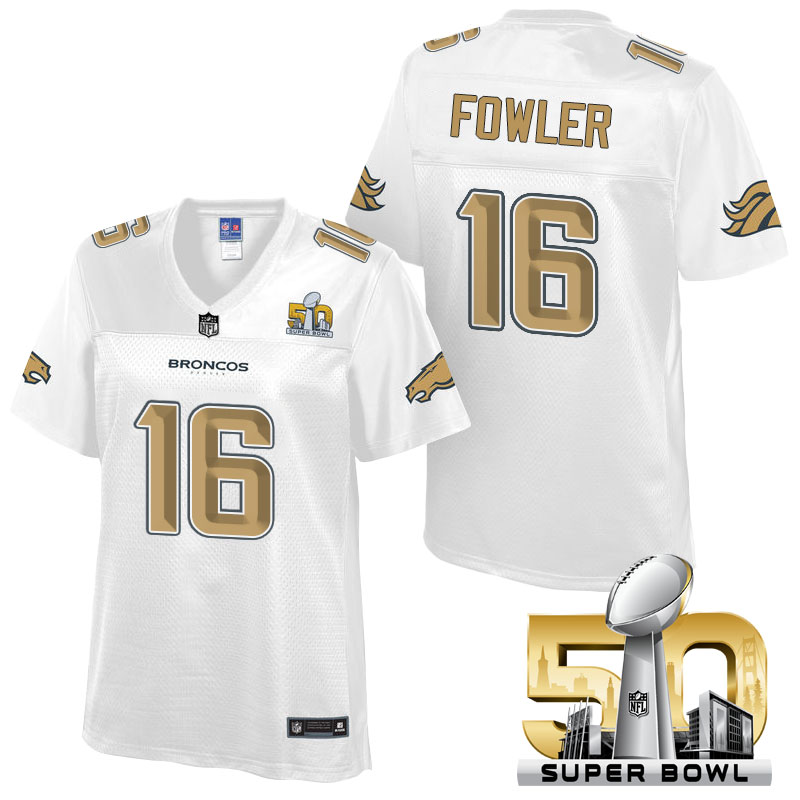 Women's Denver Broncos #16 Bennie Fowler White 2016 Super Bowl 50th Pro Line Fashion Jersey