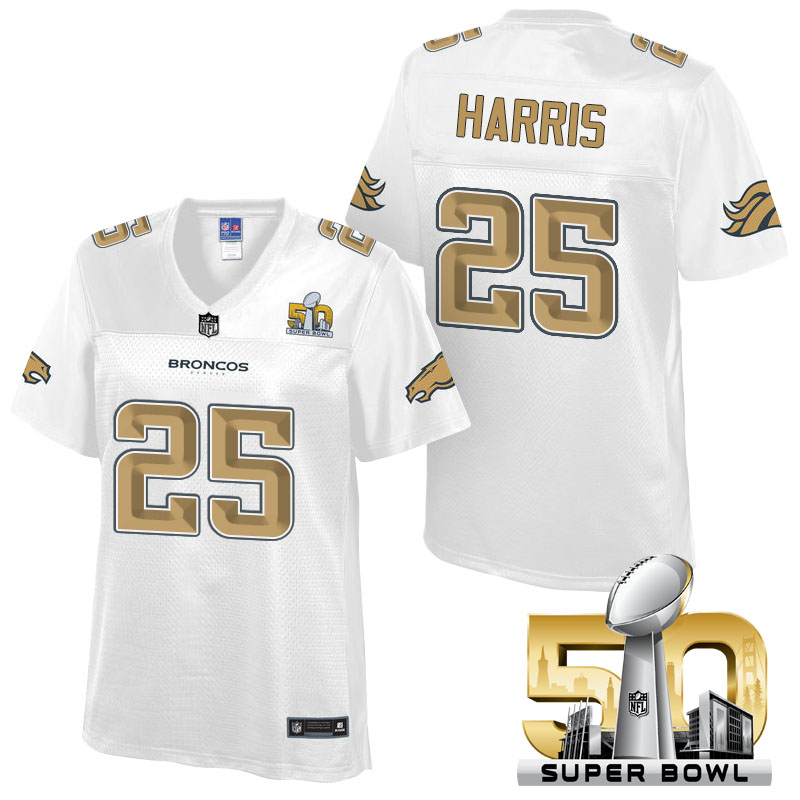 Women's Denver Broncos #25 Chris Harris White 2016 Super Bowl 50th Pro Line Fashion Jersey