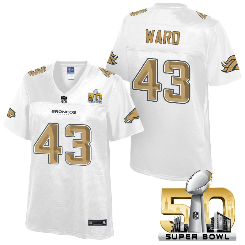 Women's Denver Broncos #43 T.J. Ward White 2016 Super Bowl 50th Pro Line Fashion Jersey