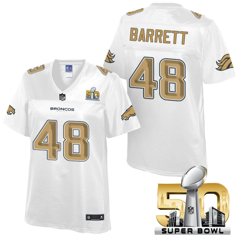 Women's Denver Broncos #48 Shaquil Barrett White 2016 Super Bowl 50th Pro Line Fashion Jersey