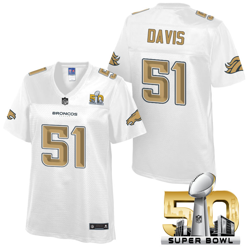 Women's Denver Broncos #51 Todd Davis White 2016 Super Bowl 50th Pro Line Fashion Jersey