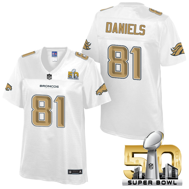 Women's Denver Broncos #81 Owen Daniels White 2016 Super Bowl 50th Pro Line Fashion Jersey