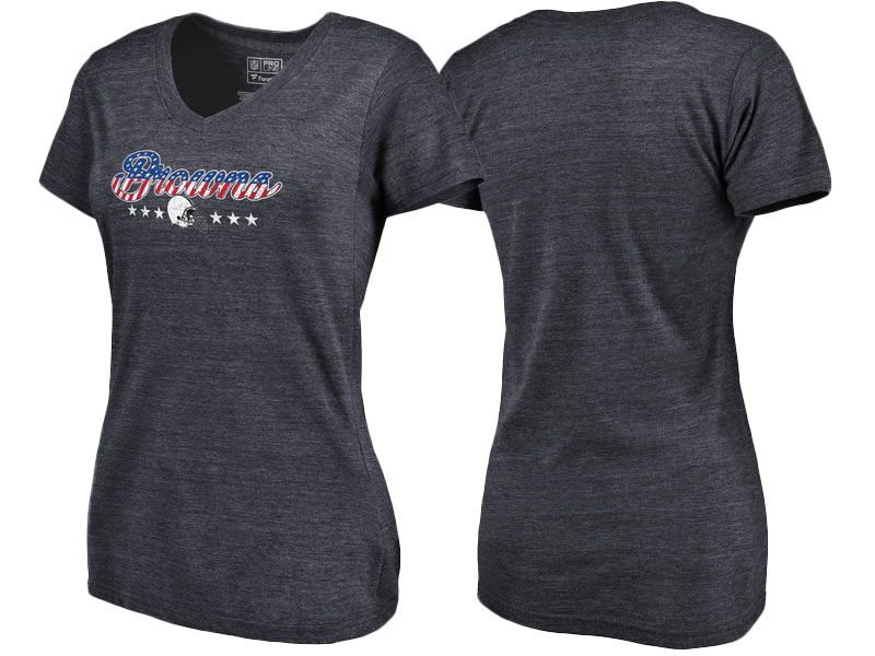 Cleveland Browns Navy Spangled Script Tri-Blend T-Shirt