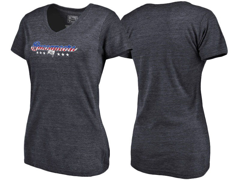 Tampa Bay Buccaneers Navy Spangled Script Tri-Blend T-Shirt