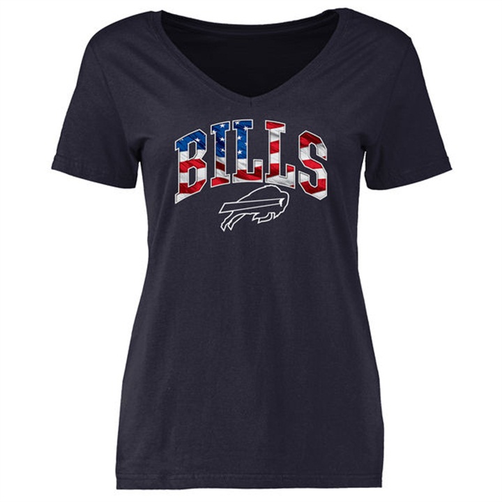 Womens Buffalo Bills Pro Line Navy Banner Wave T-shirt