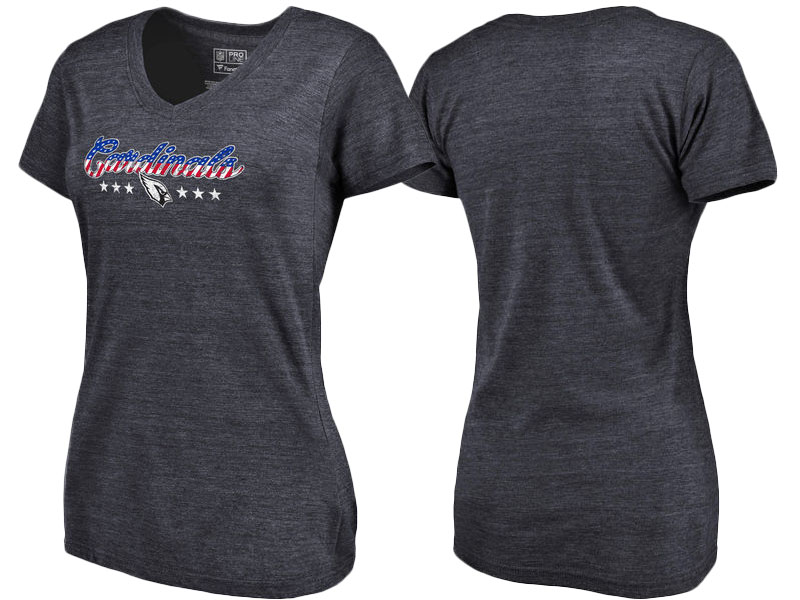 Arizona Cardinals Navy Spangled Script Tri-Blend T-Shirt