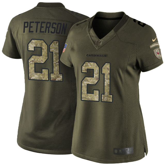 Women's Arizona Cardinals #21 Patrick Peterson Green Salute To Service Limited Jersey