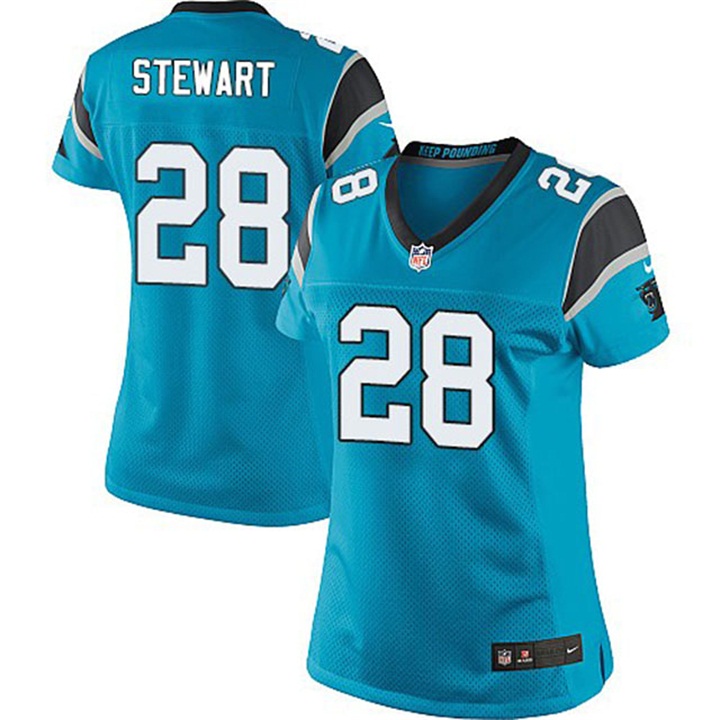 Womens Carolina Panthers #28 Jonathan Stewart Light Blue Limited Jersey