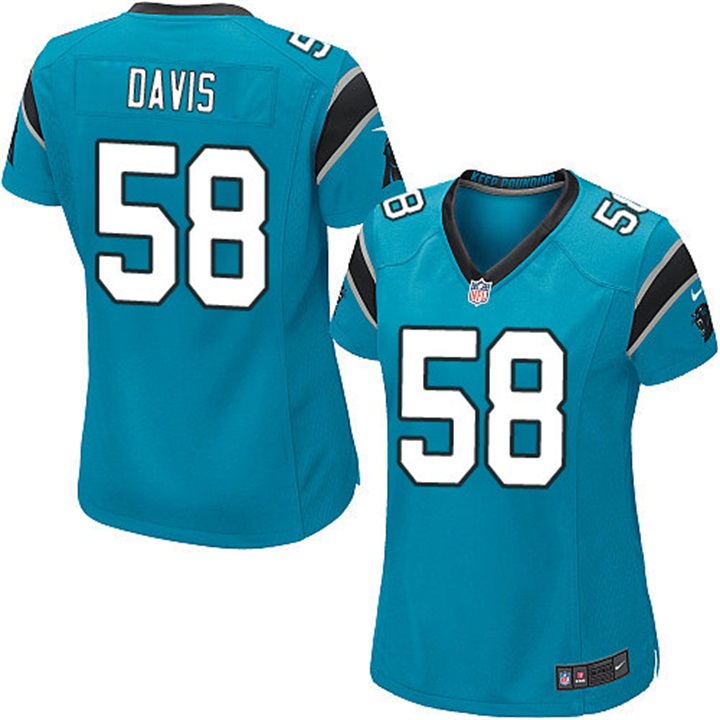 Womens Carolina Panthers #58 Thomas Davis Sr Light Blue Limited Jersey