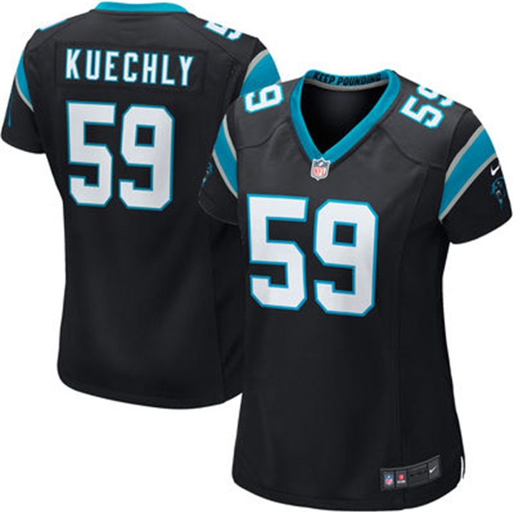 Womens Carolina Panthers #59 Luke Kuechly Black Team Game Jersey