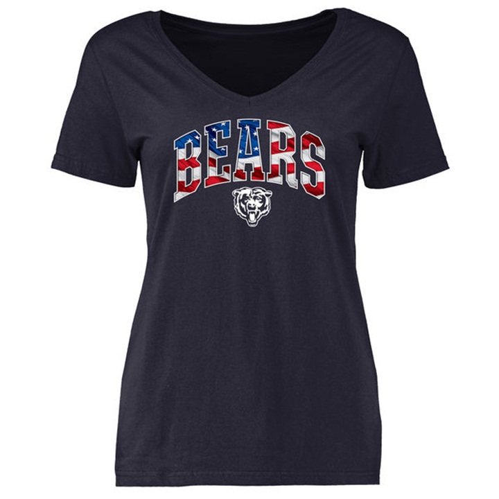 Womens Chicago Bears Pro Line Navy Banner Wave T-shirt