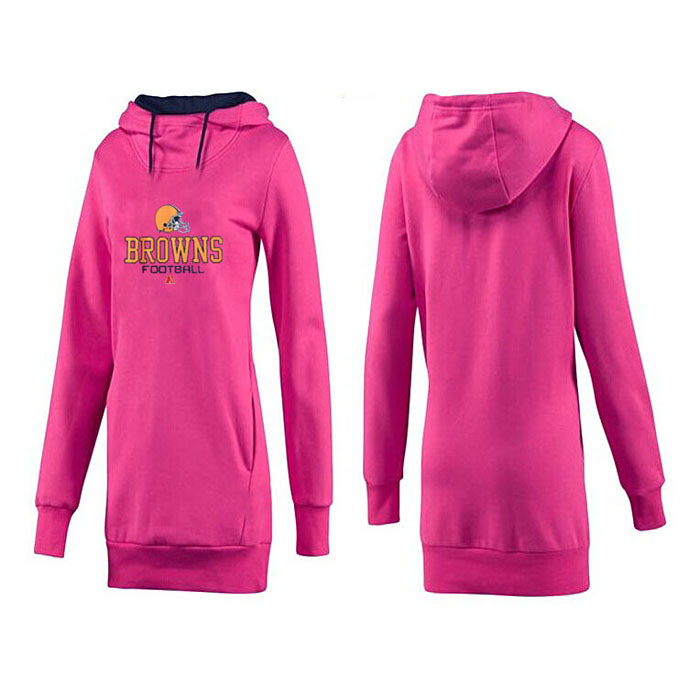 Women's Cleveland Browns Pink Mother's Day Pull Long Pullover Hoodie