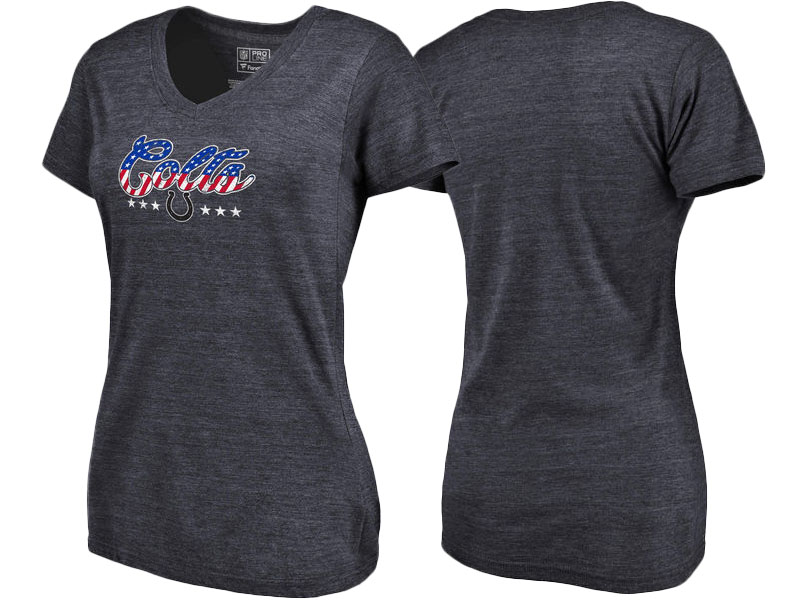 Indianapolis Colts Navy Spangled Script Tri-Blend T-Shirt