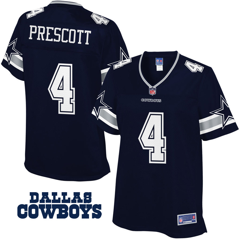 Womens Dallas Cowboys #4 Dak Prescott Navy Pro Line Player Jersey