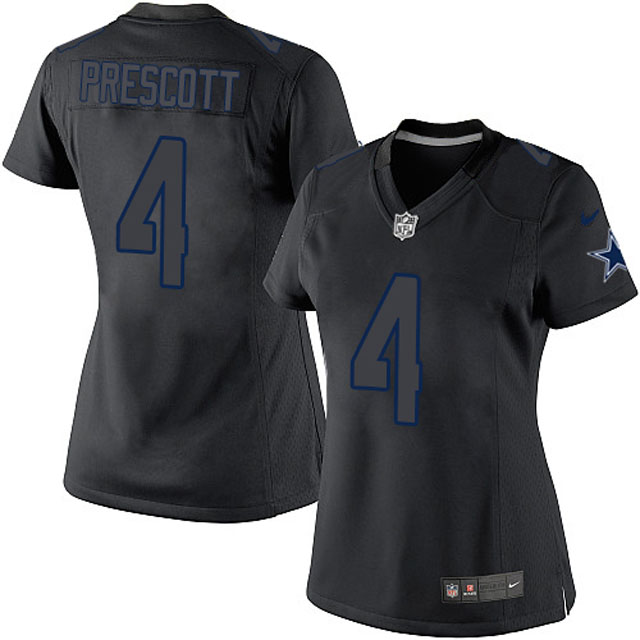 Women's Dallas Cowboys #4 Dak Prescott Black Impact Limited Jersey