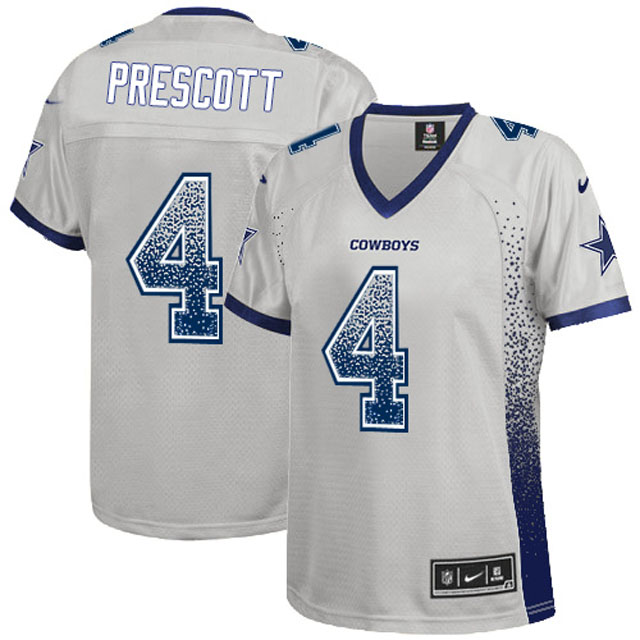 Women's Dallas Cowboys #4 Dak Prescott Gray Drift Fashion Jersey