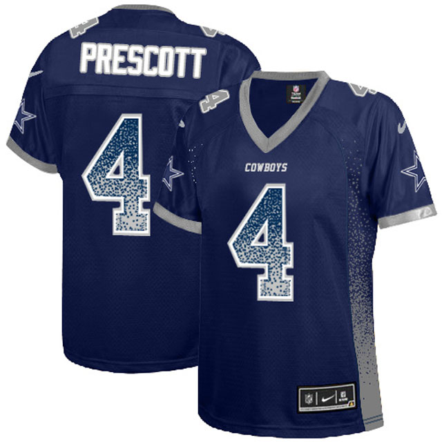 Women's Dallas Cowboys #4 Dak Prescott Navy Drift Fashion Jersey