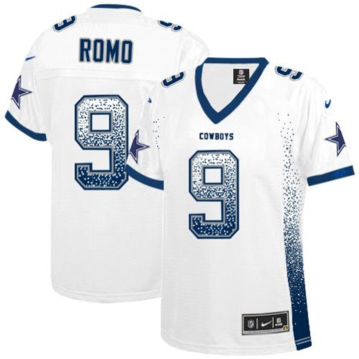 Womens Dallas Cowboys #9 Tony Romo White Drift Fashion Jersey