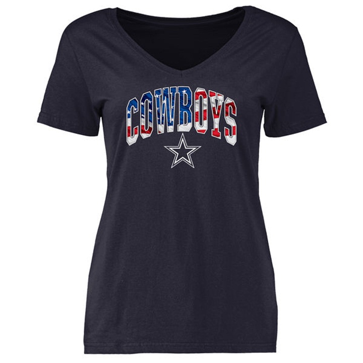 Womens Dallas Cowboys Pro Line Navy Banner Wave T-shirt