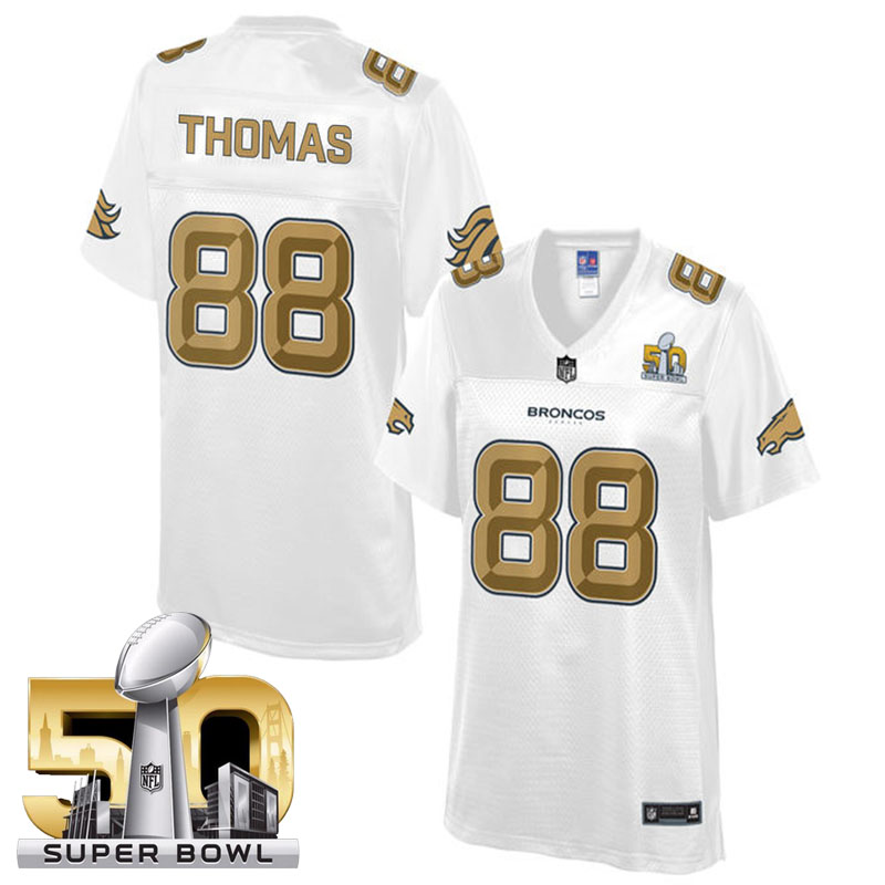 Womens Denver Broncos #88 Demaryius Thomas White 2016 Super Bowl 50 Pro Line Fashion Jersey