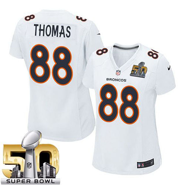 Women's Denver Broncos #88 Demaryius Thomas White Super Bowl 50 Game Event Jersey