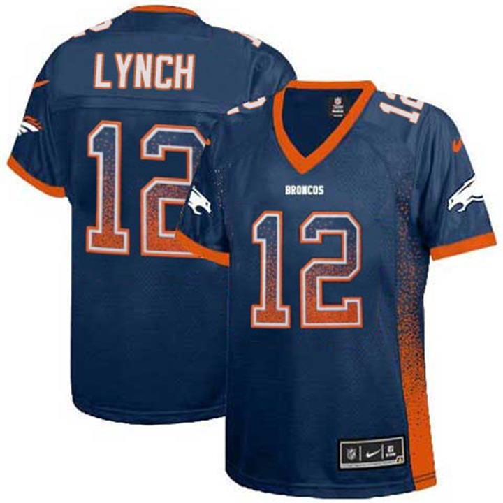 Womens Denver Broncos #12 Paxton Lynch Navy Blue Drift Fashion Jersey