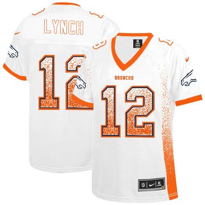 Womens Denver Broncos #12 Paxton Lynch White Drift Fashion Jersey