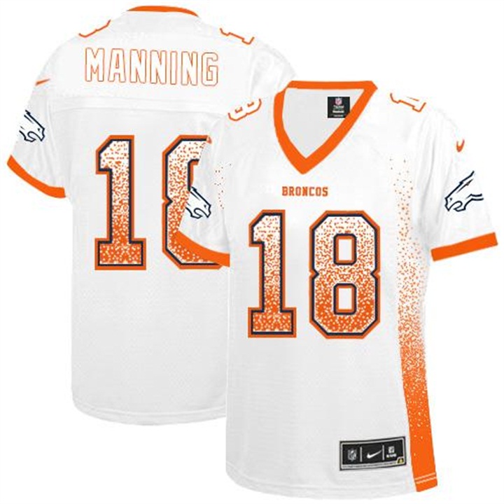 Womens Denver Broncos #18 Peyton Manning White Drift Fashion Jersey