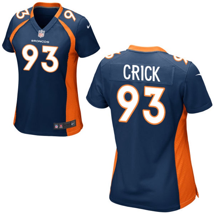 Womens Denver Broncos #93 Jared Crick Navy Blue Game Jersey