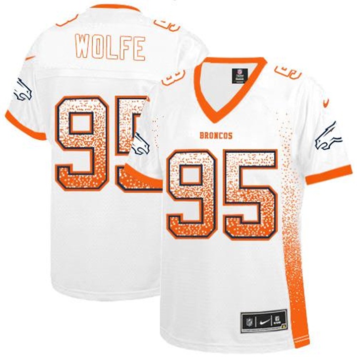 Womens Denver Broncos #88 Derek Wolfe White Drift Fashion Jersey