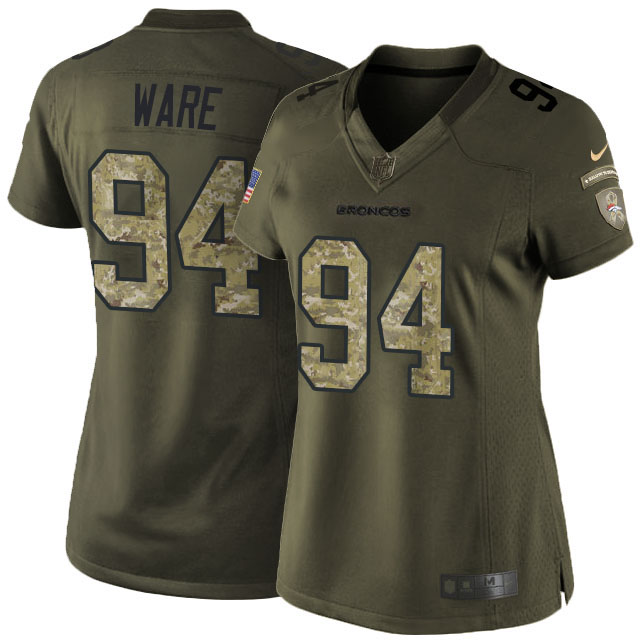 Women's Denver Broncos #94 Demarcus Ware Green Salute To Service Limited Jersey