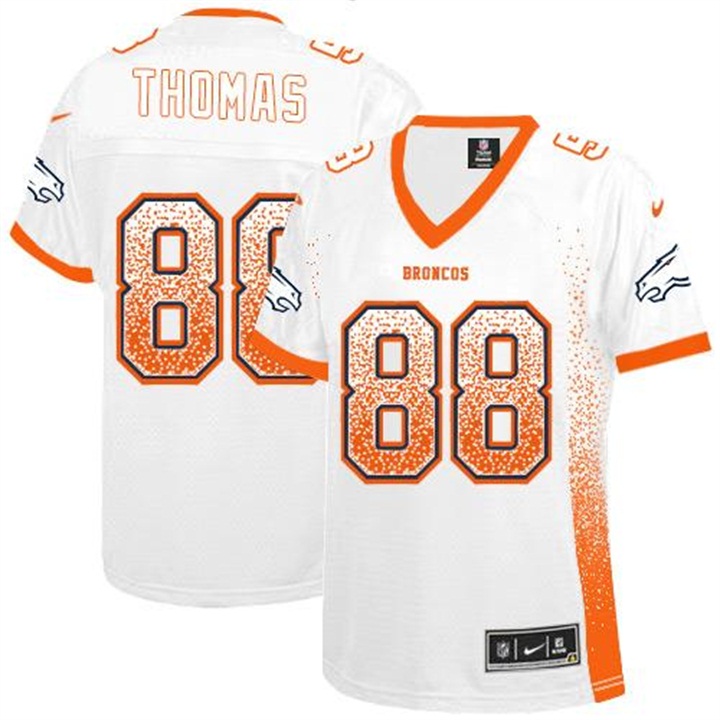 Womens Denver Broncos #88 Demaryius Thomas White Drift Fashion Jersey