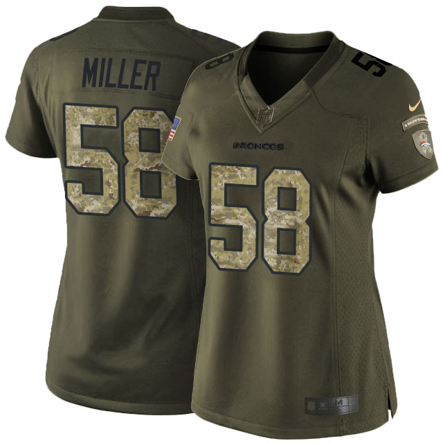 Women's Denver Broncos #58 Von Miller Green Salute To Service Limited Jersey