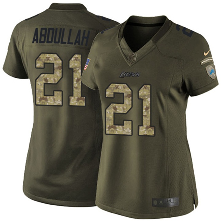 Womens Detroit Lions #21 Ameer Abdullah Green Salute To Service Jersey