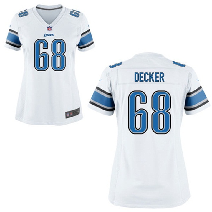 Womens Detroit Lions #68 Taylor Decker White Game Jersey