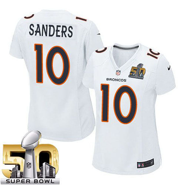 Women's Denver Broncos #10 Emmanuel Sanders White Super Bowl 50 Game Event Jersey