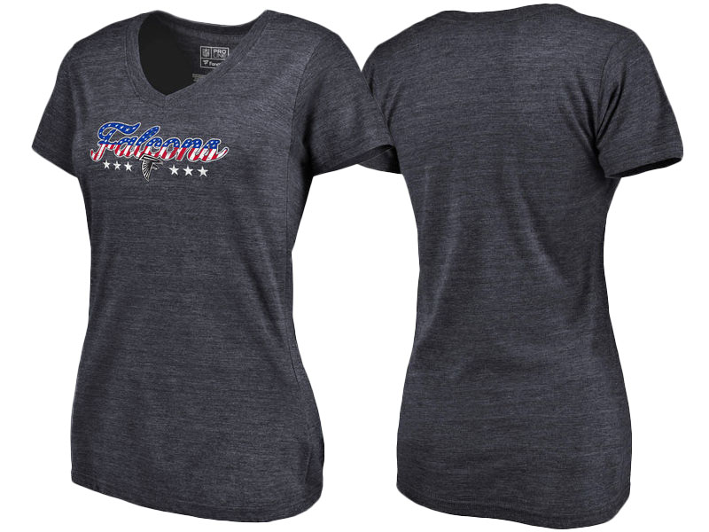 Atlanta Falcons Navy Spangled Script Tri-Blend T-Shirt