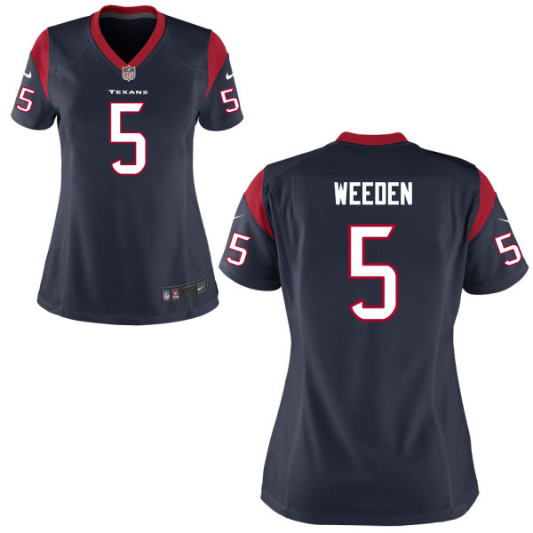 Women's Houston Texans #5 Brandon Weeden Navy Game Jersey