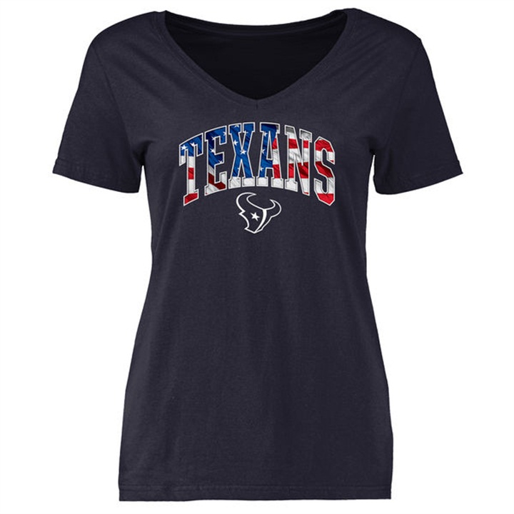 Womens Houston Texans Pro Line Navy Banner Wave T-shirt