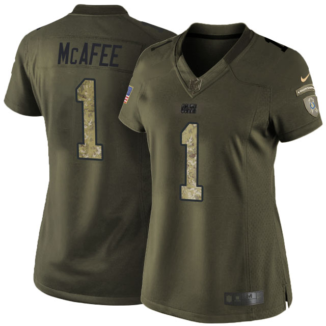 Women's Indianapolis Colts #1 Pat McAfee Green Camo Salute To Service Limited Jersey