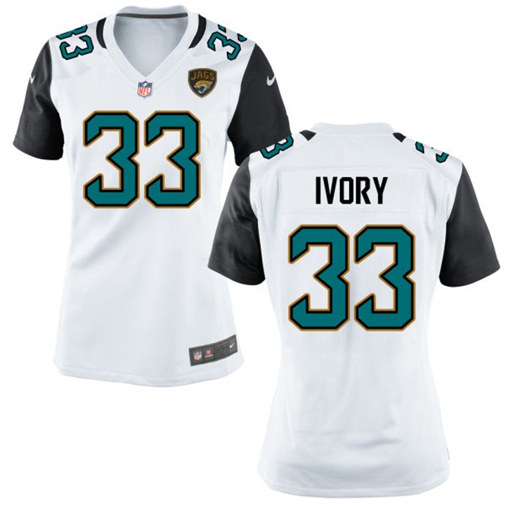 Womens Jacksonville Jaguars #33 Chris Ivory White Game Jersey