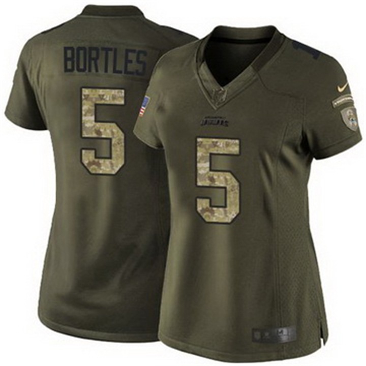 Womens Jacksonville Jaguars #5 Blake Bortles Green Salute To Service Jersey