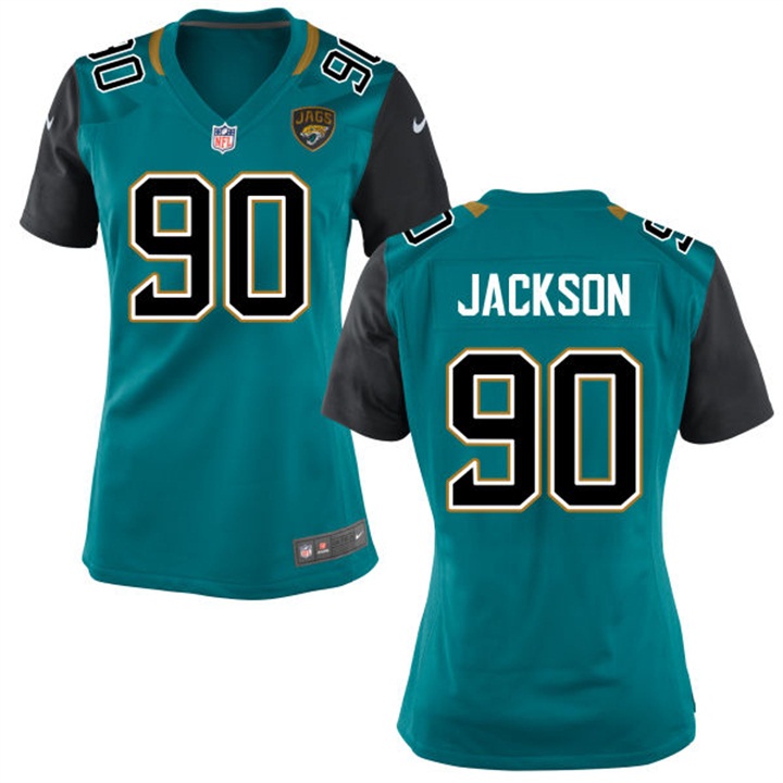 Womens Jacksonville Jaguars #90 Malik Jackson Teal Game Jersey