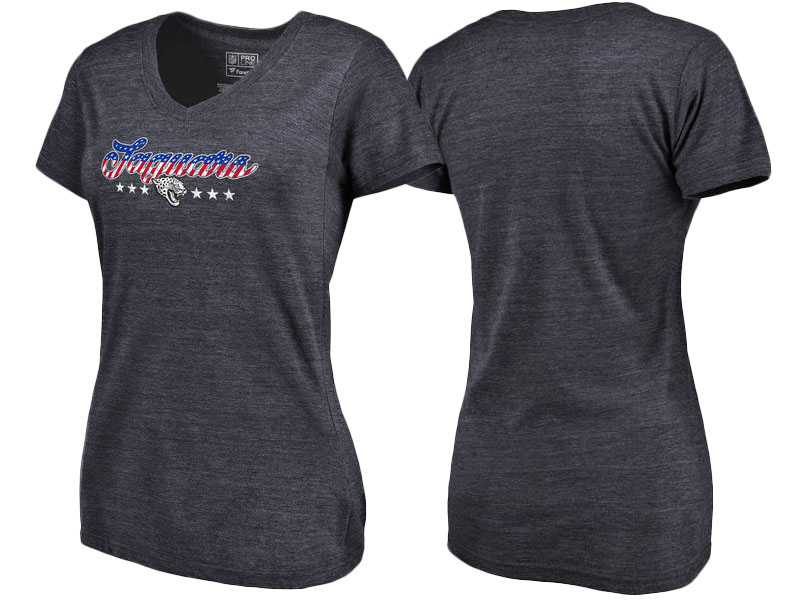 Jacksonville Jaguars Navy Spangled Script Tri-Blend T-Shirt