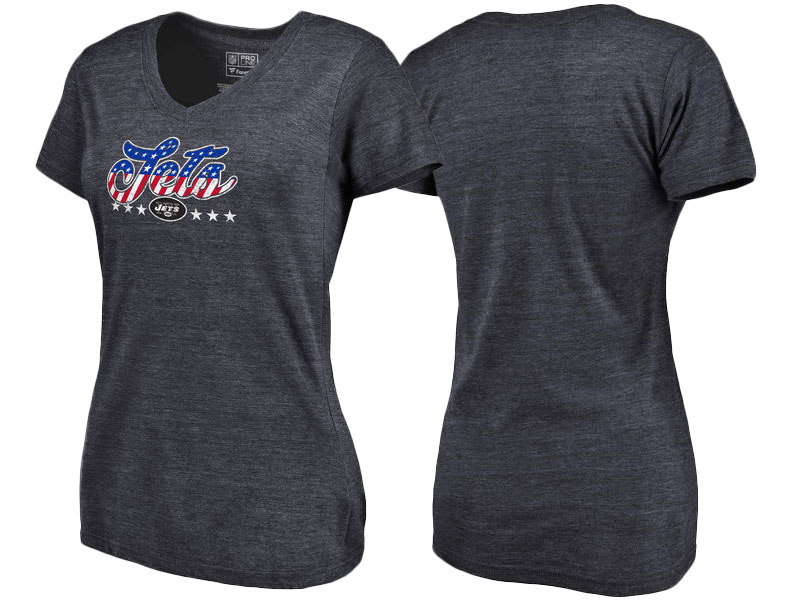 New York Jets Navy Spangled Script Tri-Blend T-Shirt