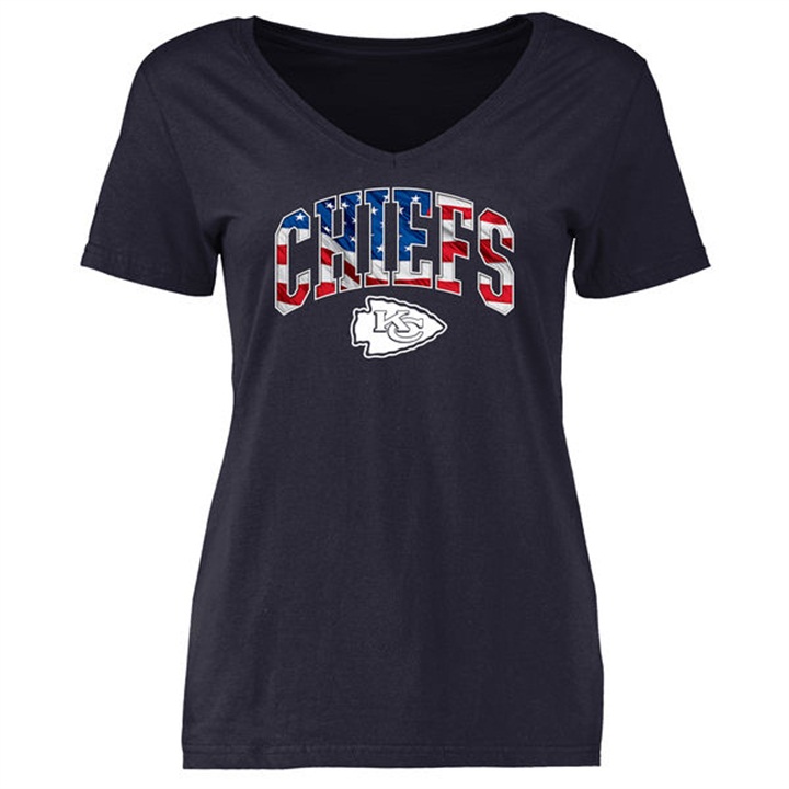 Womens Kansas City Chiefs Pro Line Navy Banner Wave T-shirt